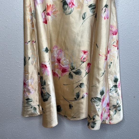 Delicates Cream Floral Satin Mini Nightgown Slip Dress Size Large - Picture 4 of 6